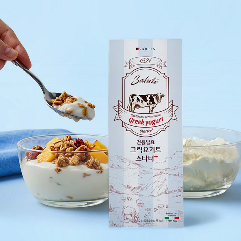 바이퀸 1921살루트 그릭요거트스타터 플러스 1조3천억 유산균 1박스 20g, 3개